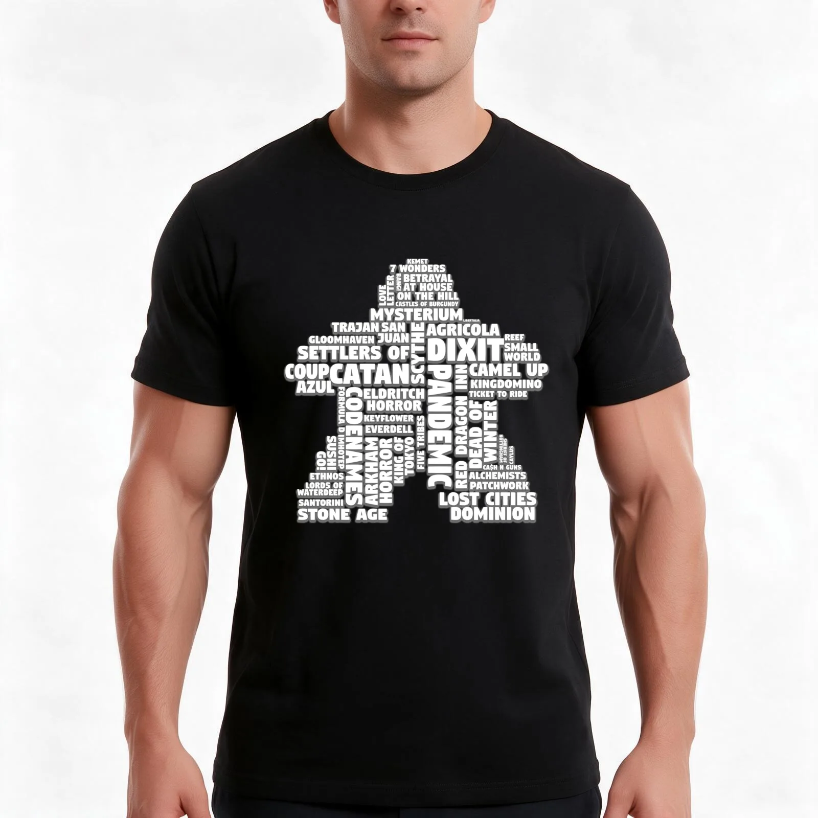 Meeple Word Cloud T-Shirt Summer Casual Cotton Tee Oversized Streetwear Tops Vintage Graphic Print Loose Fit Short Sleeve