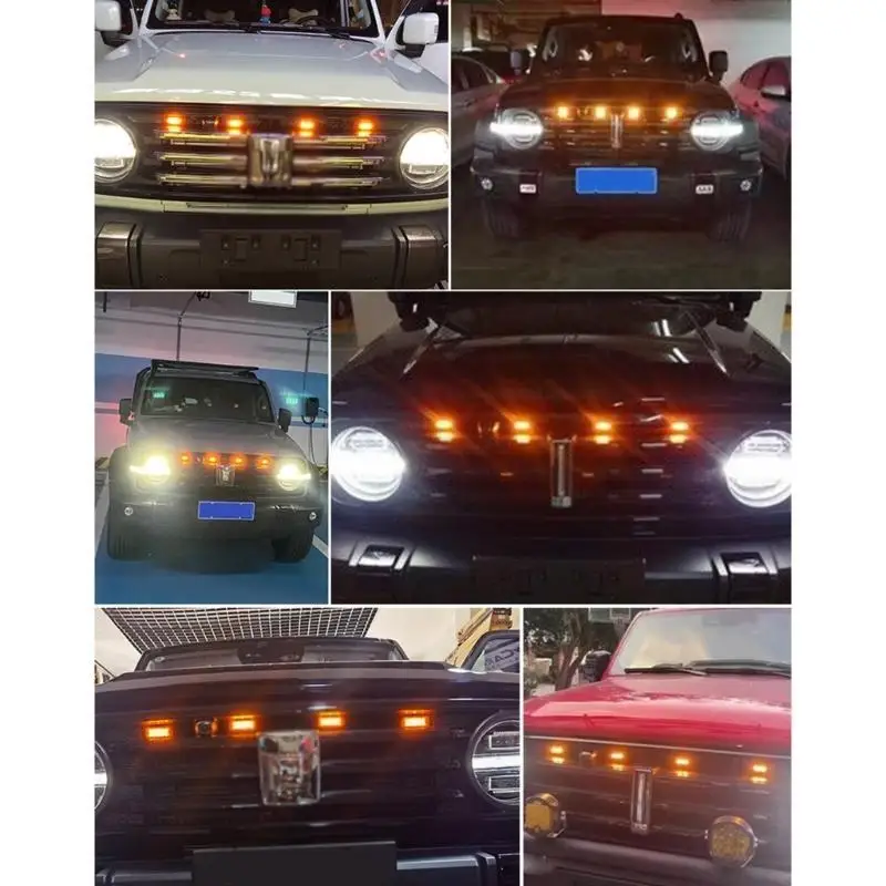 

02DE Grille Lighting Head Bright LED Warning StrobesYellow Light Running Lamp for Tank300 Vehicle Construction Tow Truck Car