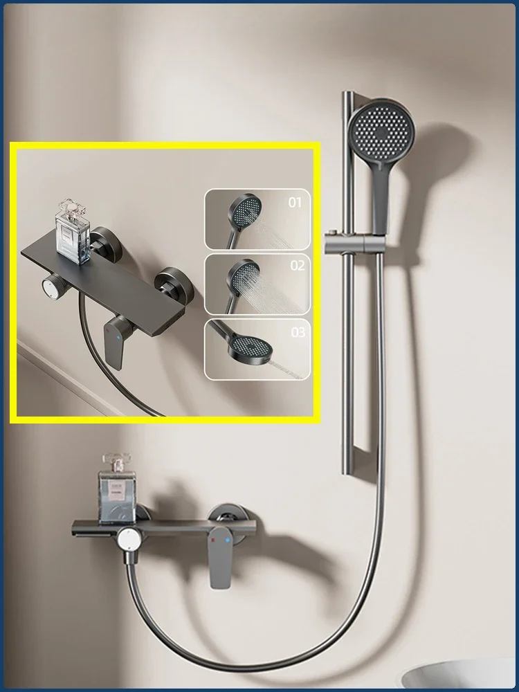 

Two Ways Water Outlet Bathroom Shower System Wall Mounted Bathroom Shower Faucet Set Rainlfall Pressurized Simple Shower Set