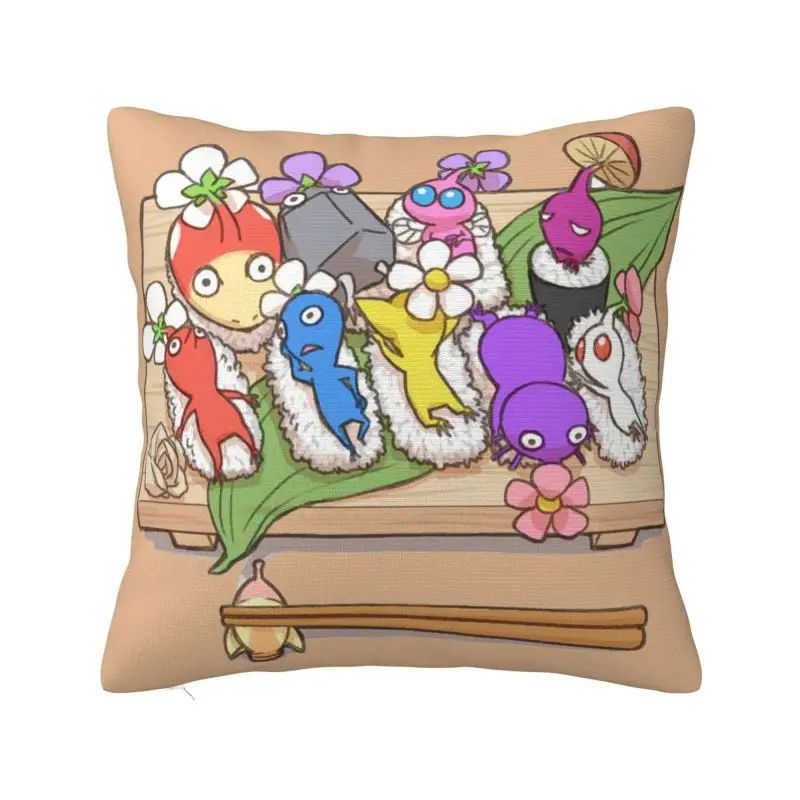 Custom Pikmins Gaming Square Pillowcover Home Decorative Anime Cushion Cover Throw Pillow for Living Room Double-sided Printing