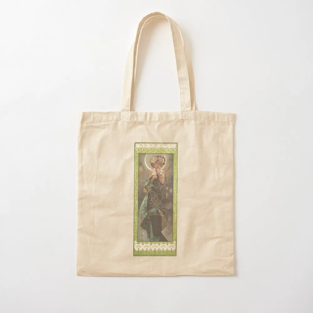 

The Moon, by Alphonse Mucha. HIGH DEFINITION Tote Bag tote bag university large size bags Canvas Tote Bag