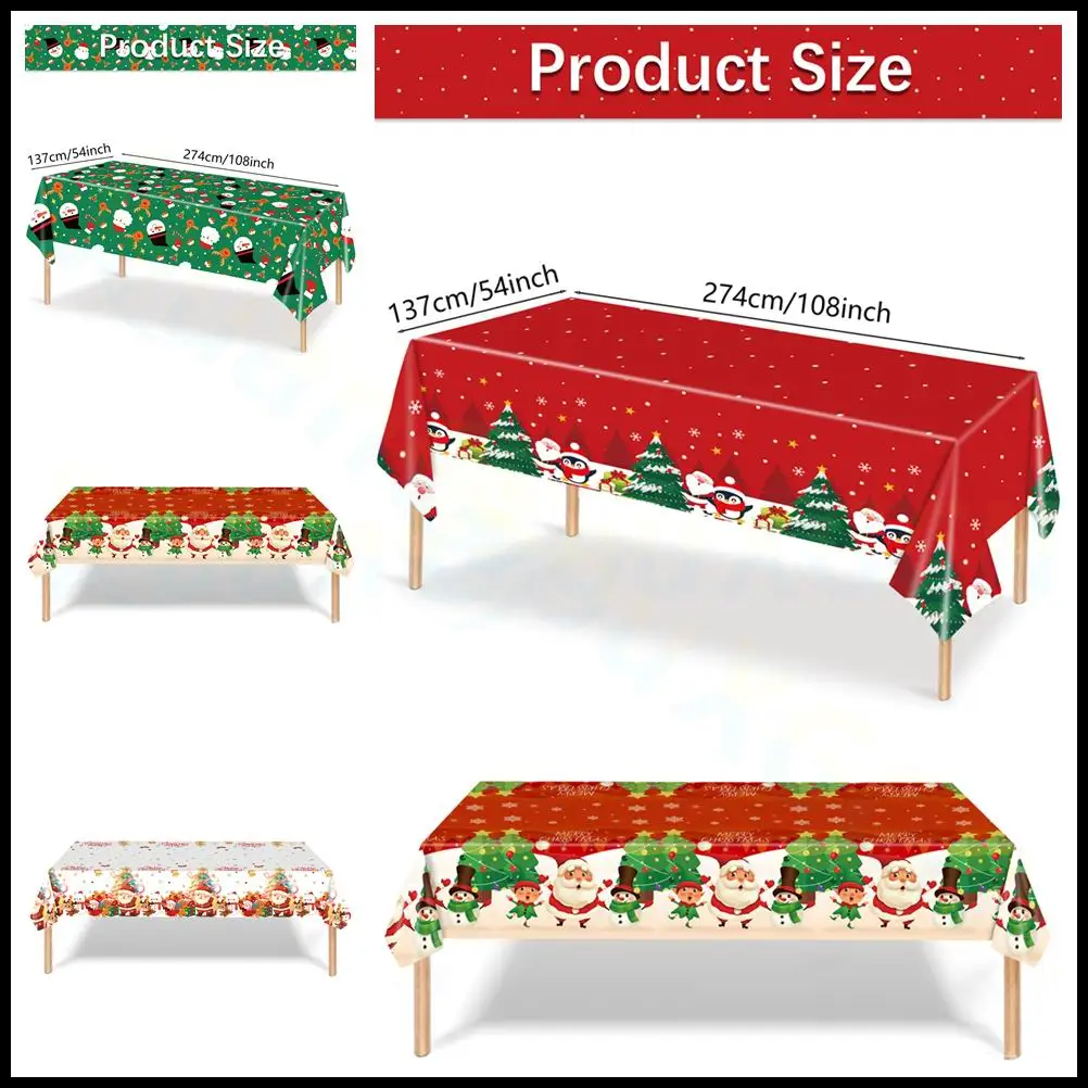 274x137cm Christmas Santa Claus Disposable table cover Christmas Tablecloth Home Holiday Table Cover Xmas Decoration