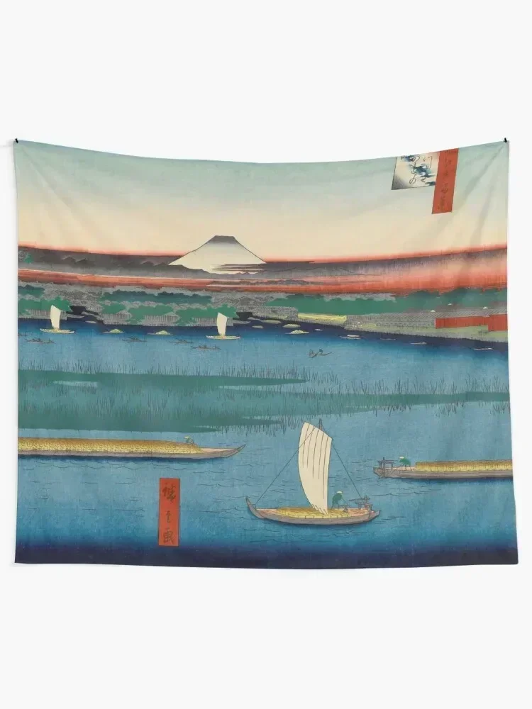 Sailing on the Sumida River Vintage Ukiyo-e Japanese Art Tapestry Tapete For The Wall Decorative Wall Tapestry