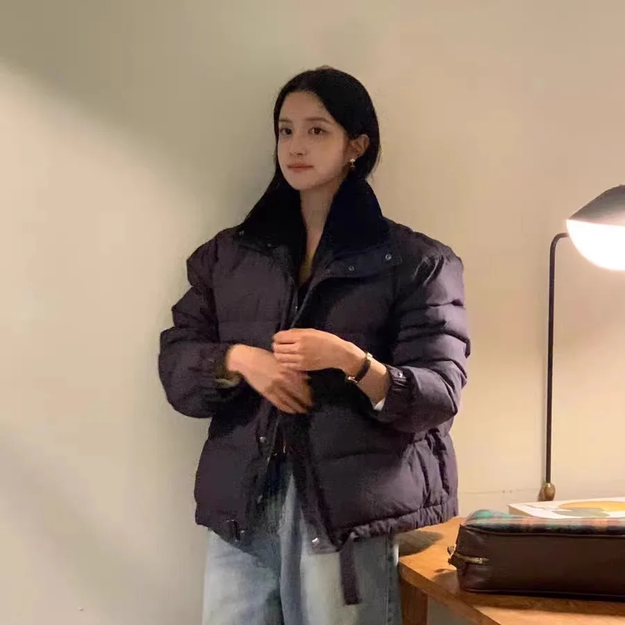 

Loose Fit Du down Jaet Lightweight Warm Stand Collar Dstring Korean Sle Women's Puffer Coat Daily Wear Winter Outerwear