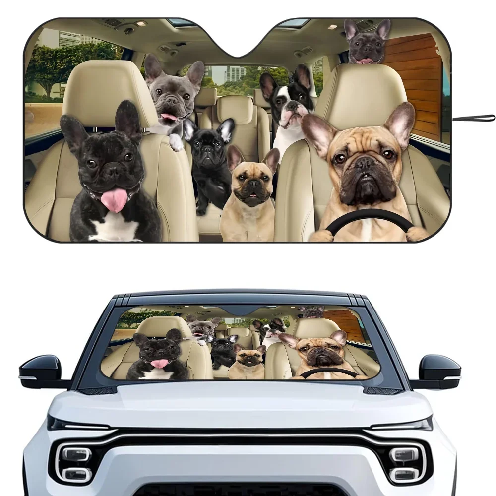 

Pugs Dog Animal Car Sunshade Curtains Heat-insulating Aluminum FilmReusable Suction Cup Blocks UV Rays Car Sun Visor Protector