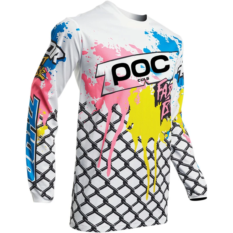 2024 New Long sleeved CULB POC Colorful Fashion Off road Motorcycle Mountain Speed Reduction Customizable Short sleeved T-shirt