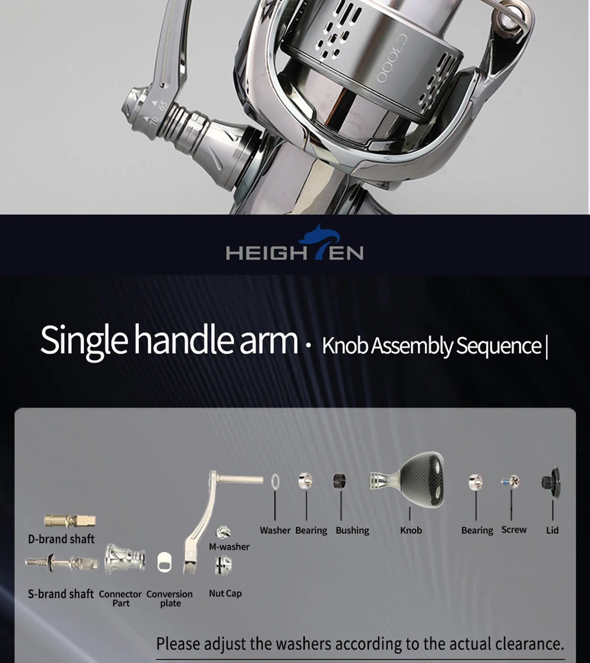 HEIGHTEN Spinning Wheel Single Shake 65mm kann in 70mm umgewandelt werden mit rundem Griff-Pillen-Element 38mm Modifikationszubehör – Detail 10