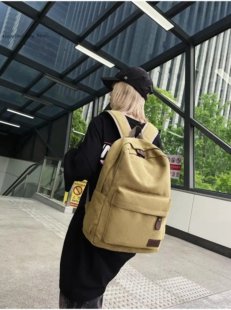 Unisex Large Capacity Packages Fashion Simple School Bags Canvas Backpacks 100% Cotton Leisure or Travel Bags