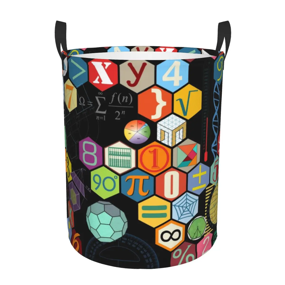 Custom Math Symbol Laundry Basket Collapsible Large Clothing Storage Bin Science Mathematics Teacher Gift Baby Hamper