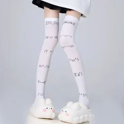 White Sexy Subculture Graffiti expression Print Long Socks Haraiuku Over Knee Thigh High Stockings Y2K Cosplay Cute Socks Kawaii