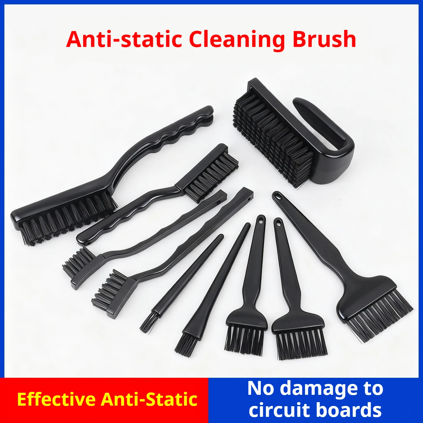

Anti-static brush - medium size, large size, straight handle, hard bristles, plastic handle, toothbrush type
