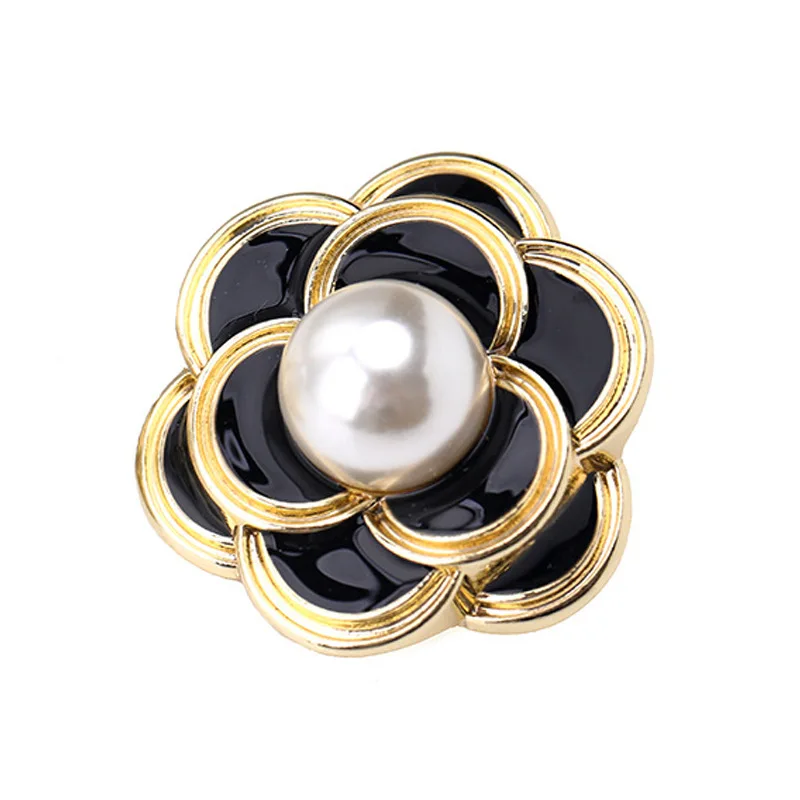 10pcs Flower Pearl Metal Buttons For Clothing Sewing Accessories DIY Designer Luxury Coat Button Craft Supplies