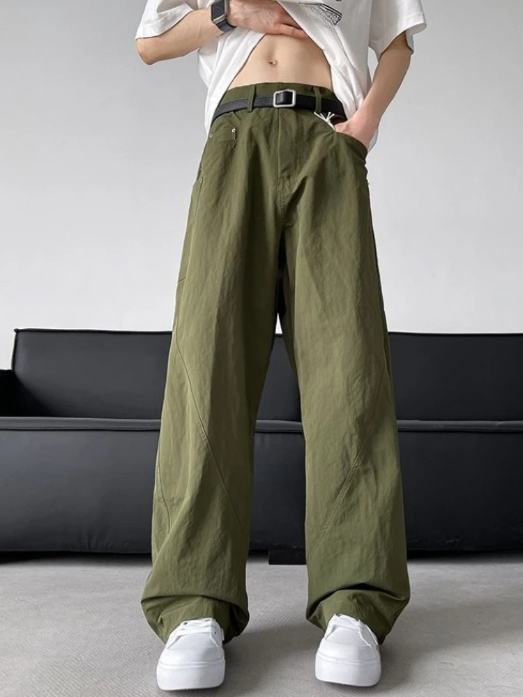 

Spring Summer Nylon Wide Cargo Pants for Men Aesthetic High Quality Slacks Casual Y2k Vintage Street Cheapest Loose Trousers Man