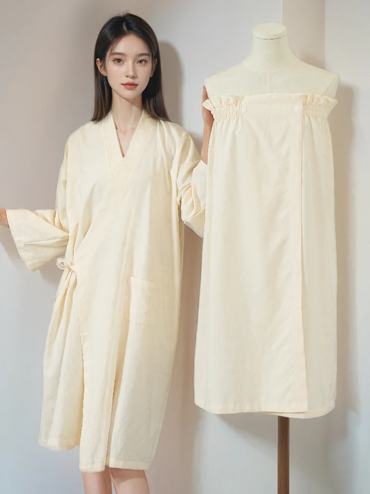 Nuevo Batín de Salón de Belleza, Toalla Envolvente para el P, Bata de Baño con Hombros Descubiertos, Ropa Posparto, Absor...