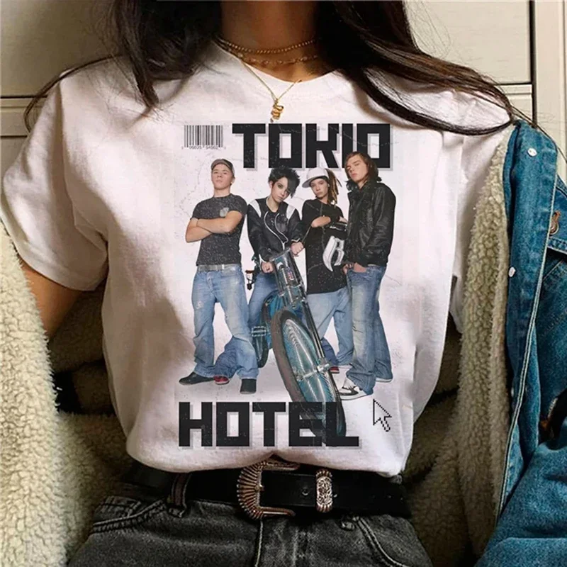 Tokio Hotel Anime Streetwear White Fashion Women T-Shirts Harajuku Clothes Short Sleeve Summer Tees Casual Female O-Neck Tops