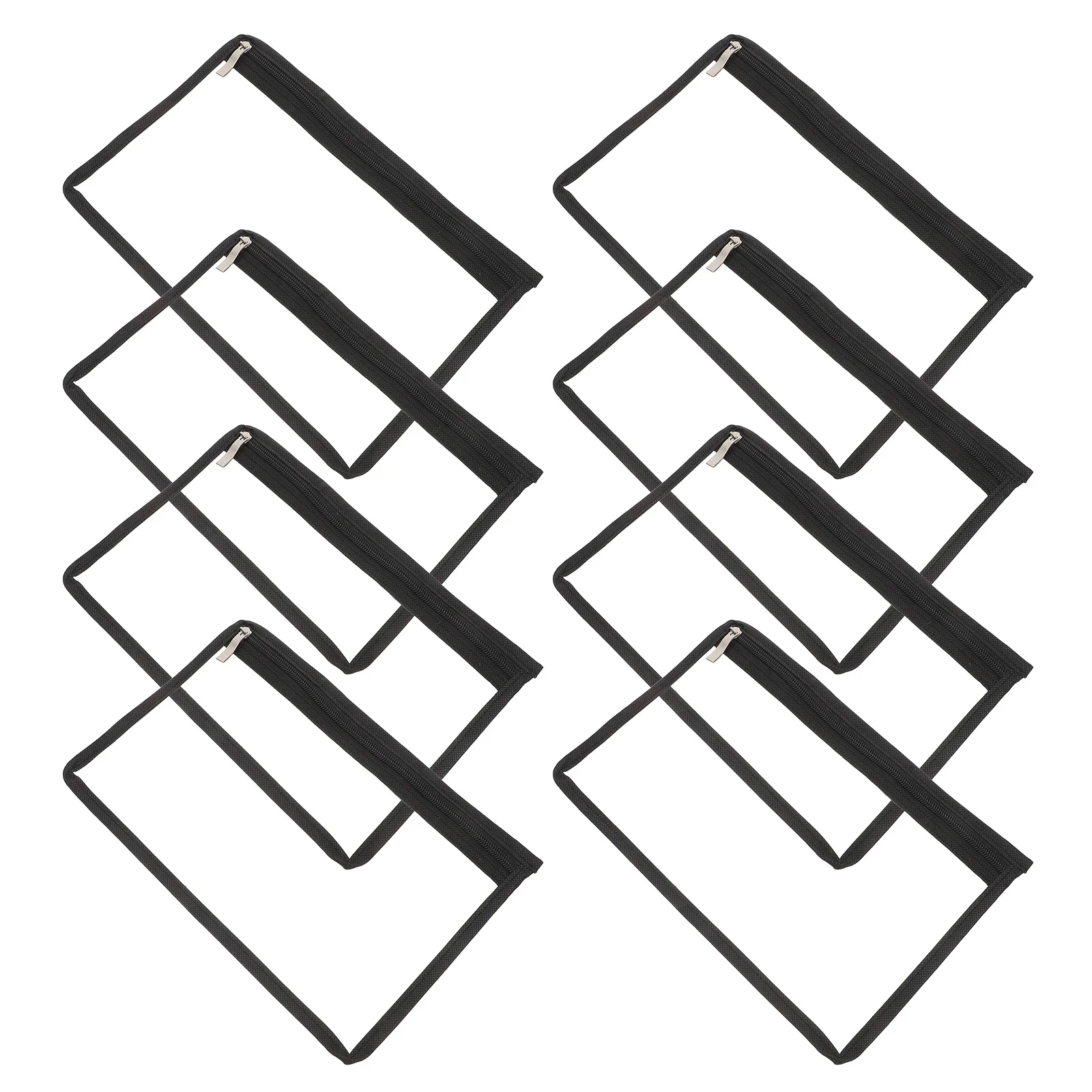 

8Pcs Clear Transparent Zipper Pouches Pencil Bags Waterproof Storage Organizer for Makeup Office Travel Documents