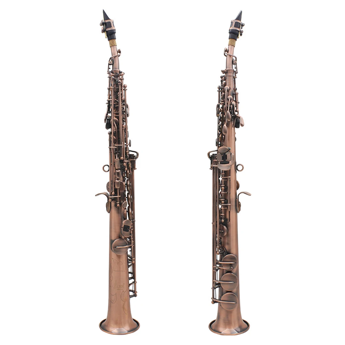 SLADE Bb Soprano Saxophone Brass Body Red Antique Straight Sax Woowind Instrument Saxfone with Case Reeds Parts & Accessories