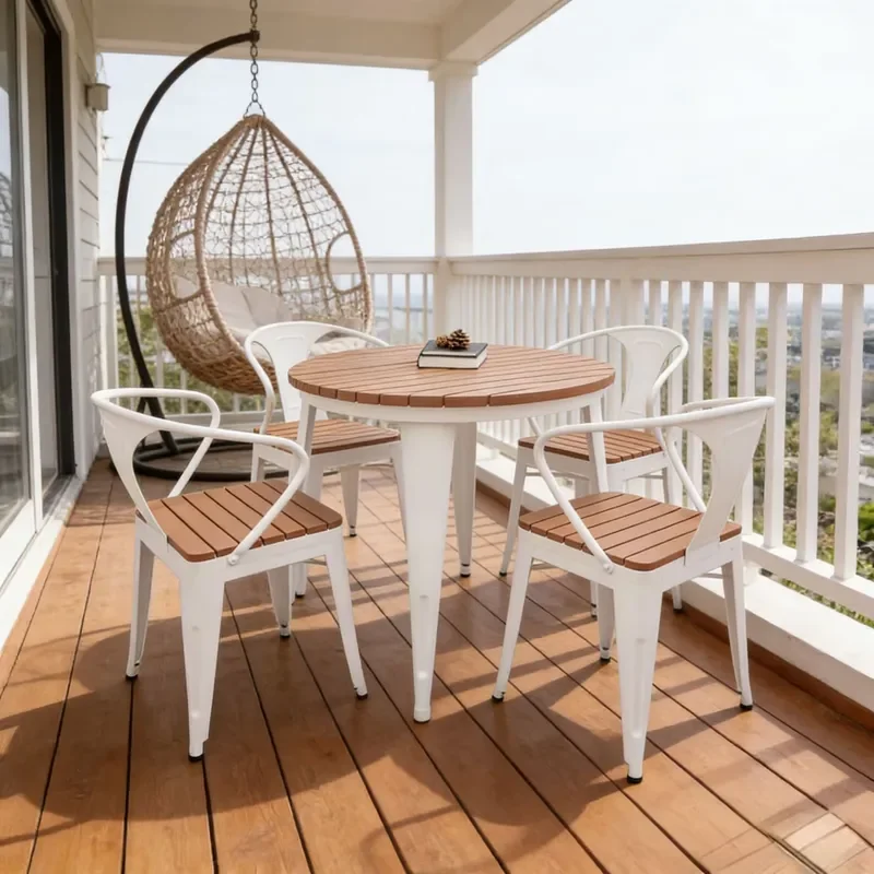 Outdoor Table and Chair Set Waterproof Sunproof for Balcony Courtyard Garden Casual Dining Furniture