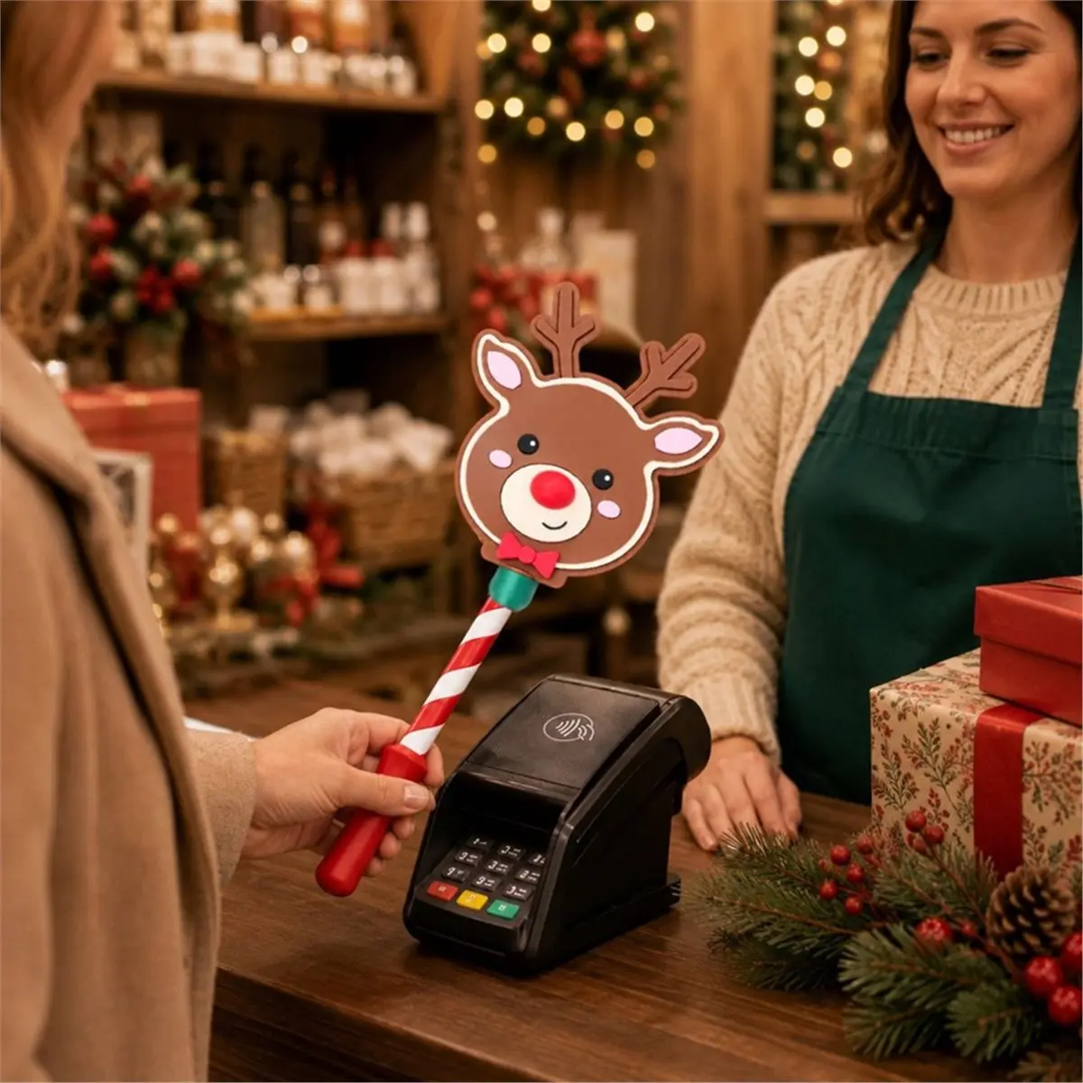 3D Printed Wand Click Payment Non-Contact Clip Payment Wand Christmas Tap to Pay Card Holder Cute CreditCard Wand