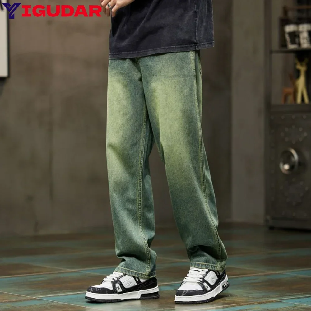 

2025 Wide Leg Jeans Men Pants Summer Straight Cut Loose Retro Denim Pants Streetwear Fashion Pockets Vintage Man Clothes y2k