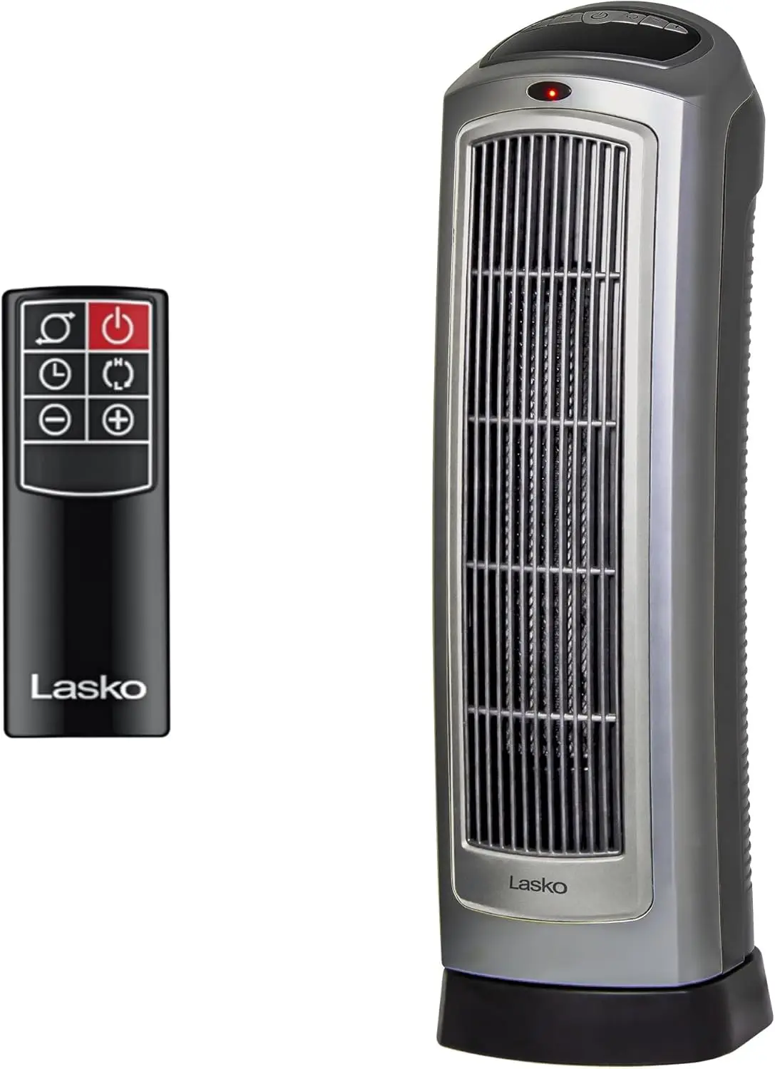 

Digital Ceramic Tower Heater with Remote, Timer, Oscillation - 1500W, Silver, Adjustable Thermostat for Home