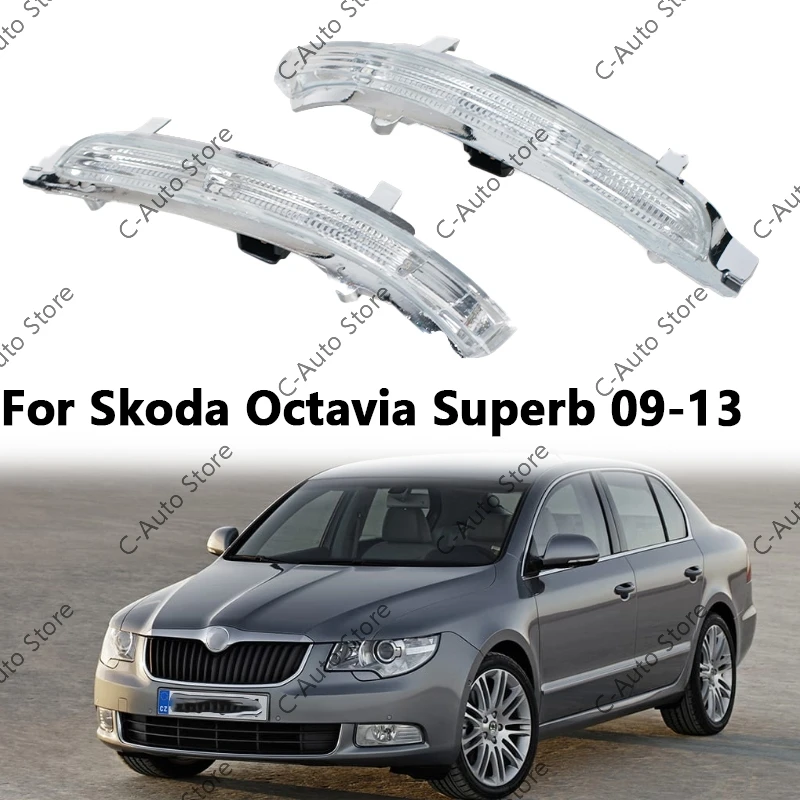 Car left and right LED Rearview Mirror Light Turn signals Light wing Repeater indicator lamp For Skoda Octavia Superb 2009-2013