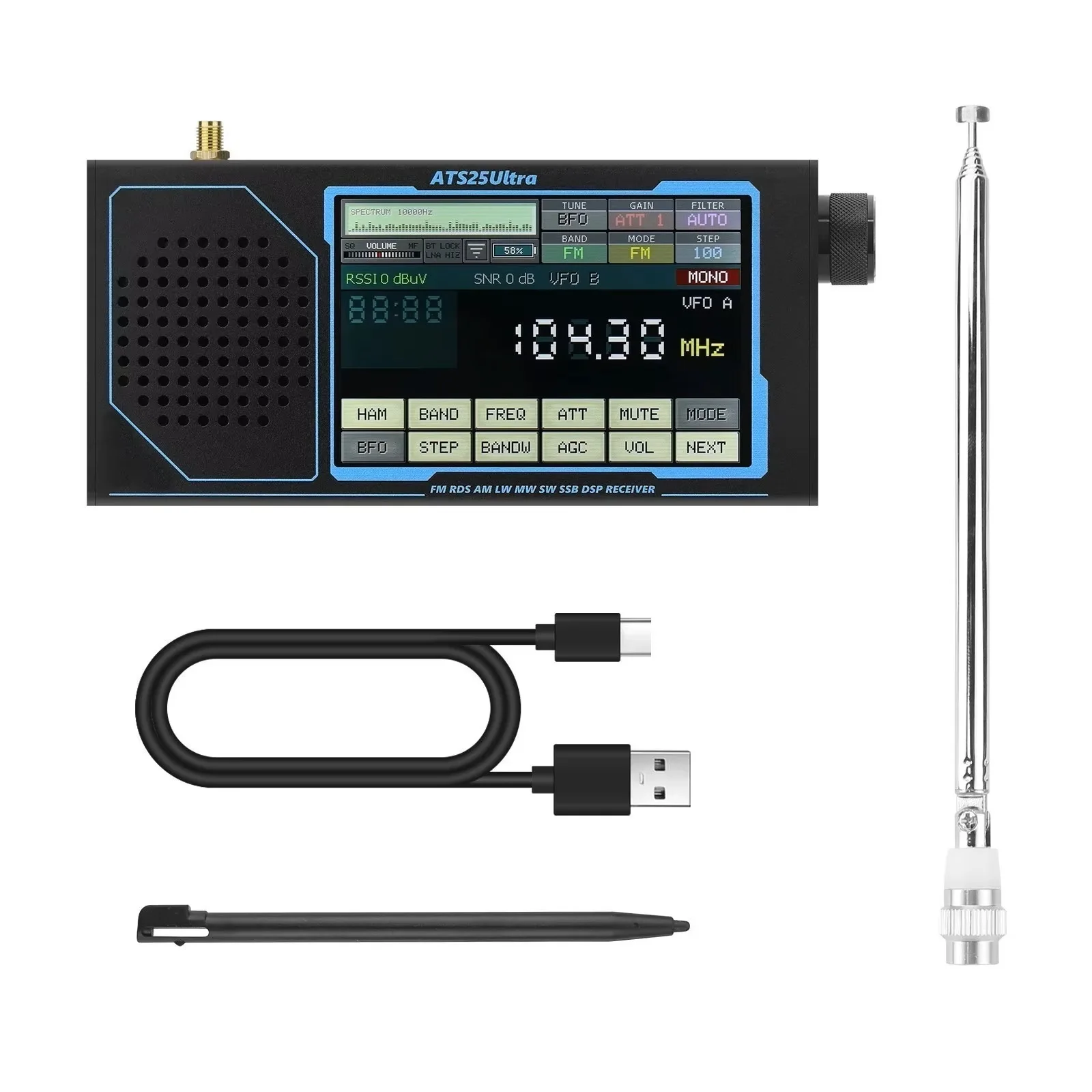 ATS25 ULTRA FM SW SSB MW LW AIR SDR Receiver Aviation Band Receiver Supports Bluetooth WiFi w/ 4-inch Touch Screen - view 2