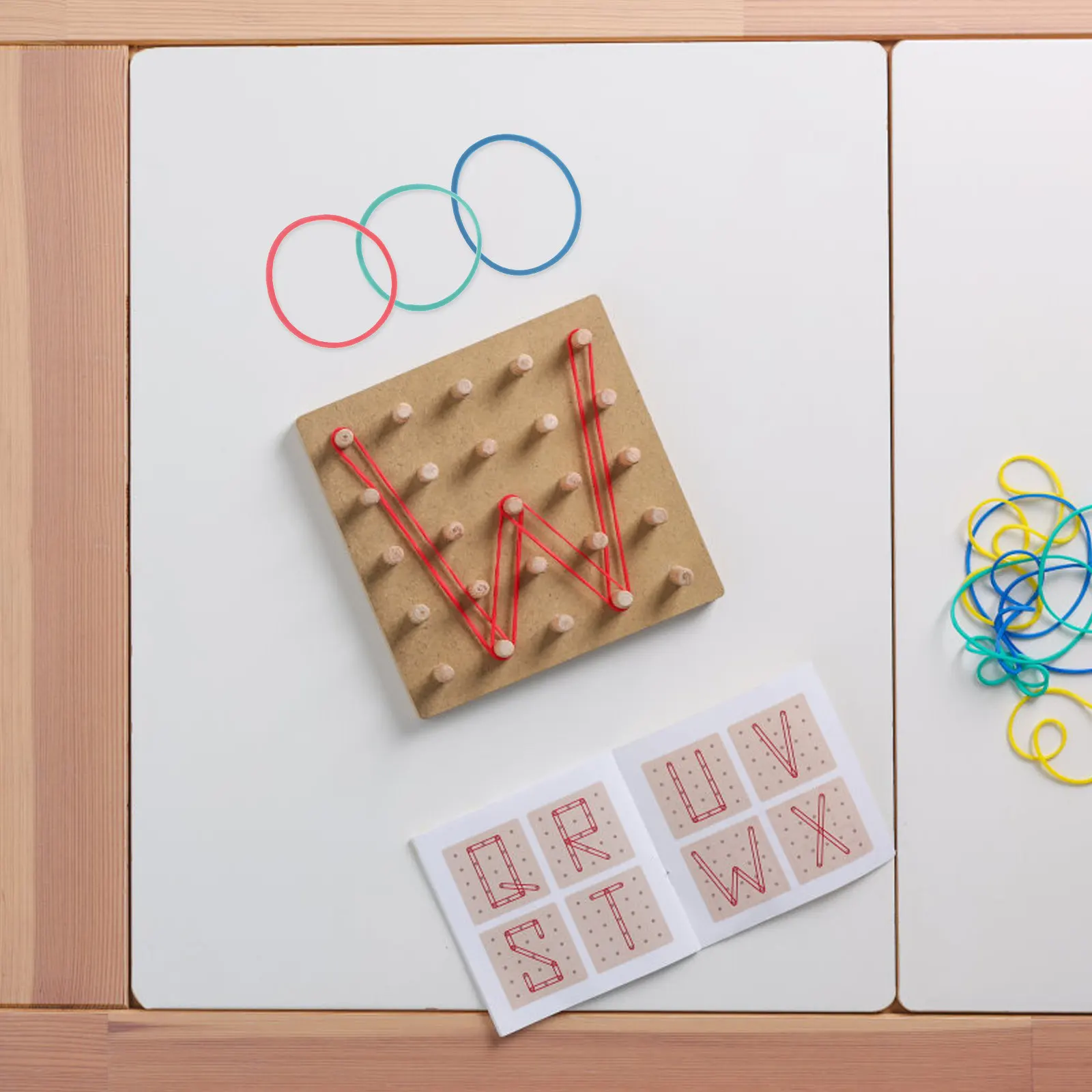 

60Pcs Multi Colored Rubber Bands Thick Elastic Rings for Geoboard Pattern Making Homeschool Math Teaching Aids Office Use