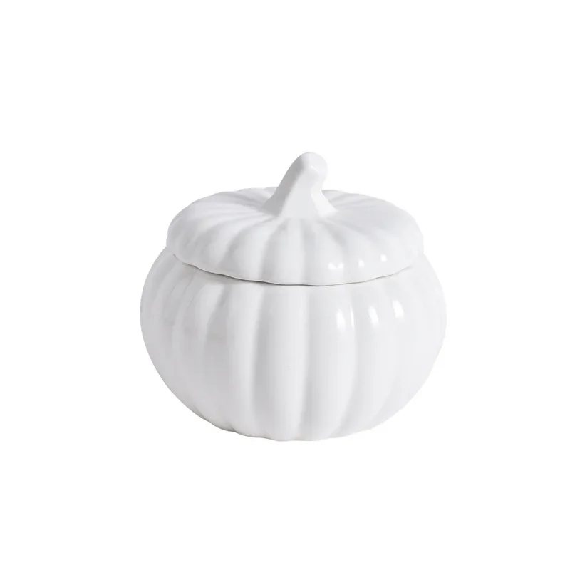 

Creative Pumpkin Ceramic Bowl with Cover Hotel Restaurant Ice Cream Dessert Bowl Soup Bowl Nordic Home Kitchen White Tableware