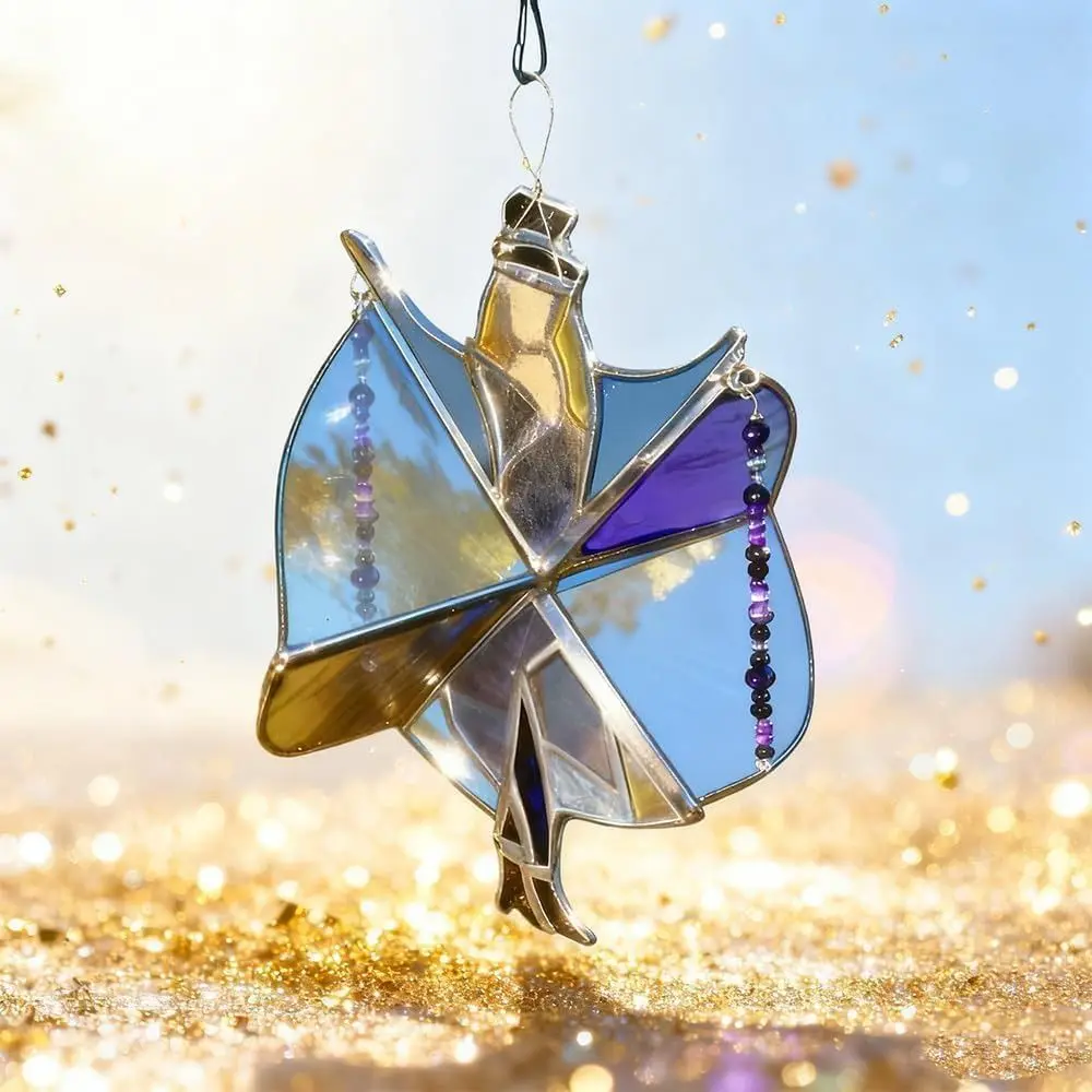 Handmade Stained Glass Spinner Dancing King Pattern Colorful Memphis Melody Spinner DIY Hanging Style Kinetic Hanging Decor