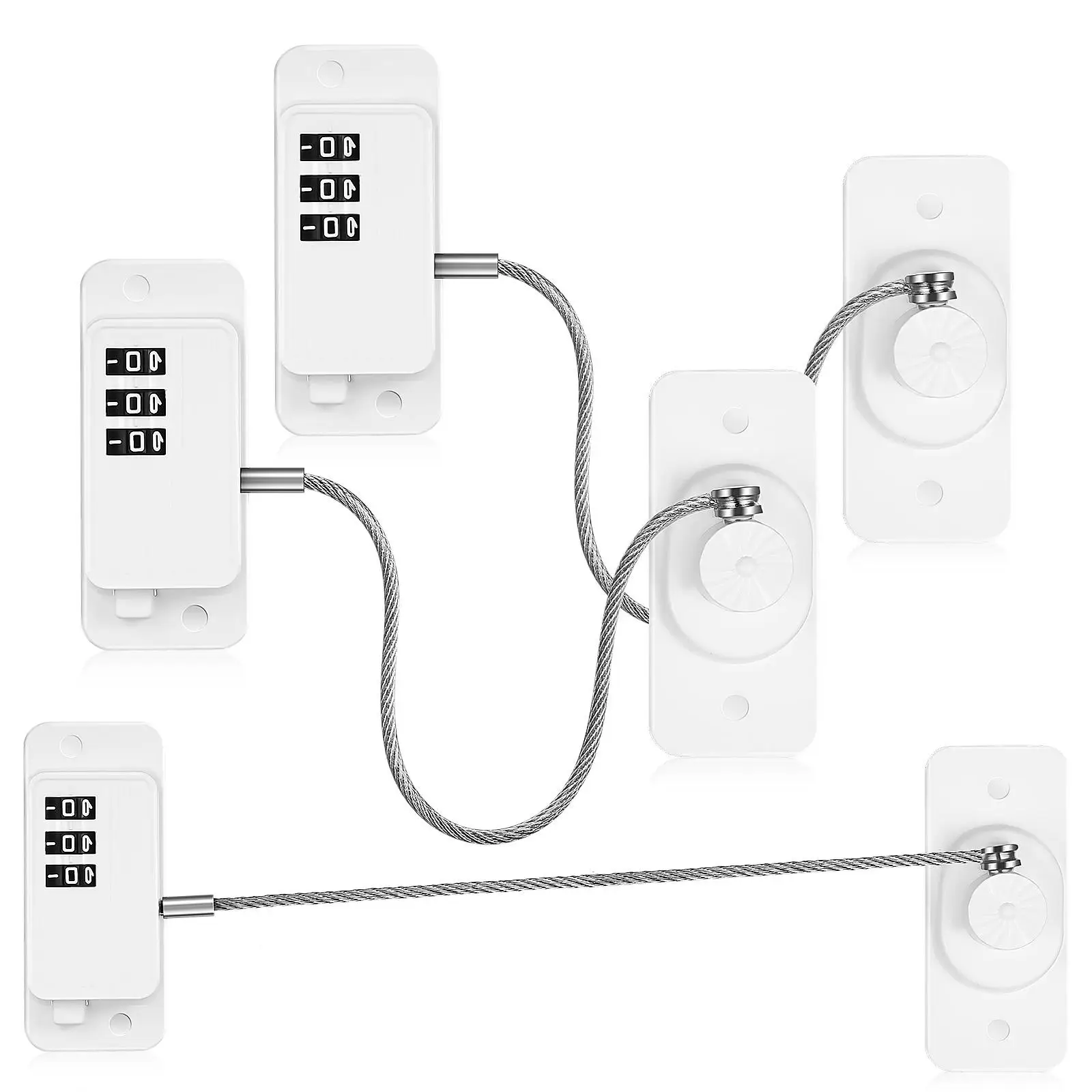 

3 Pcs White ABS Window Locks Safety for Kitchen Cabinet Fridge Door Drawer Combination Locks No Trace Installation