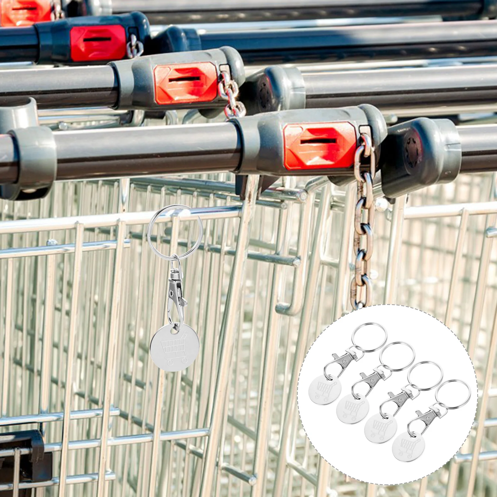 Porte-clés jeton de chariot à provisions, pendentif jeton de supermarché, porte-clés