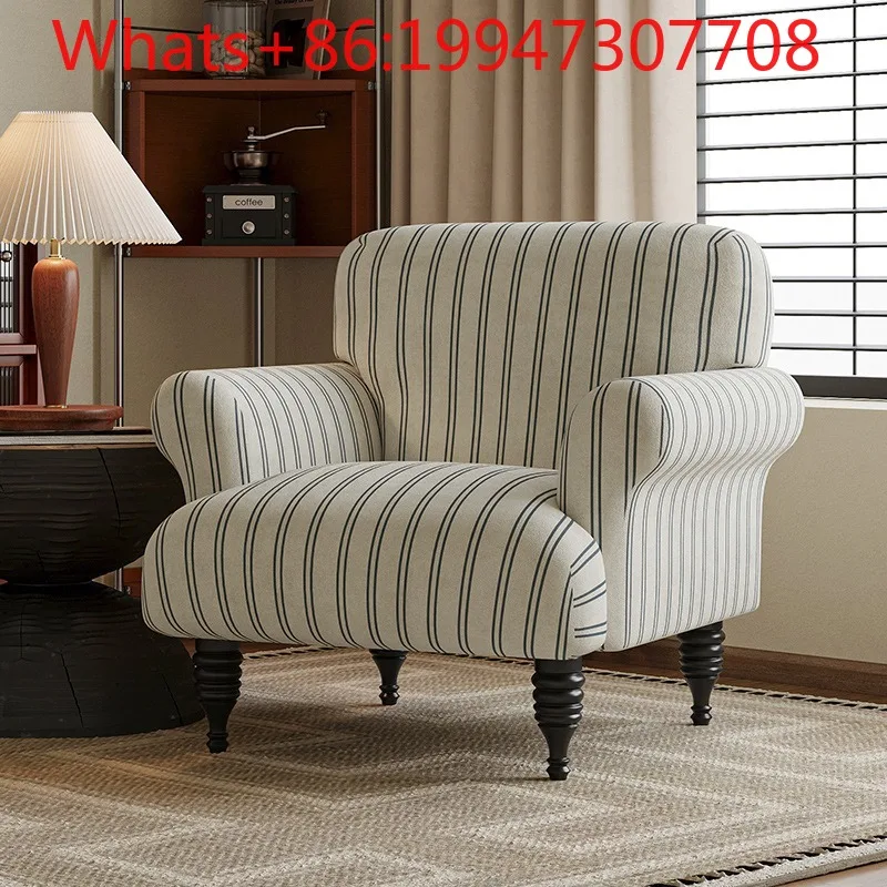 

French retro single sofa chair antique living room B & B cotton and linen leisure tiger chair