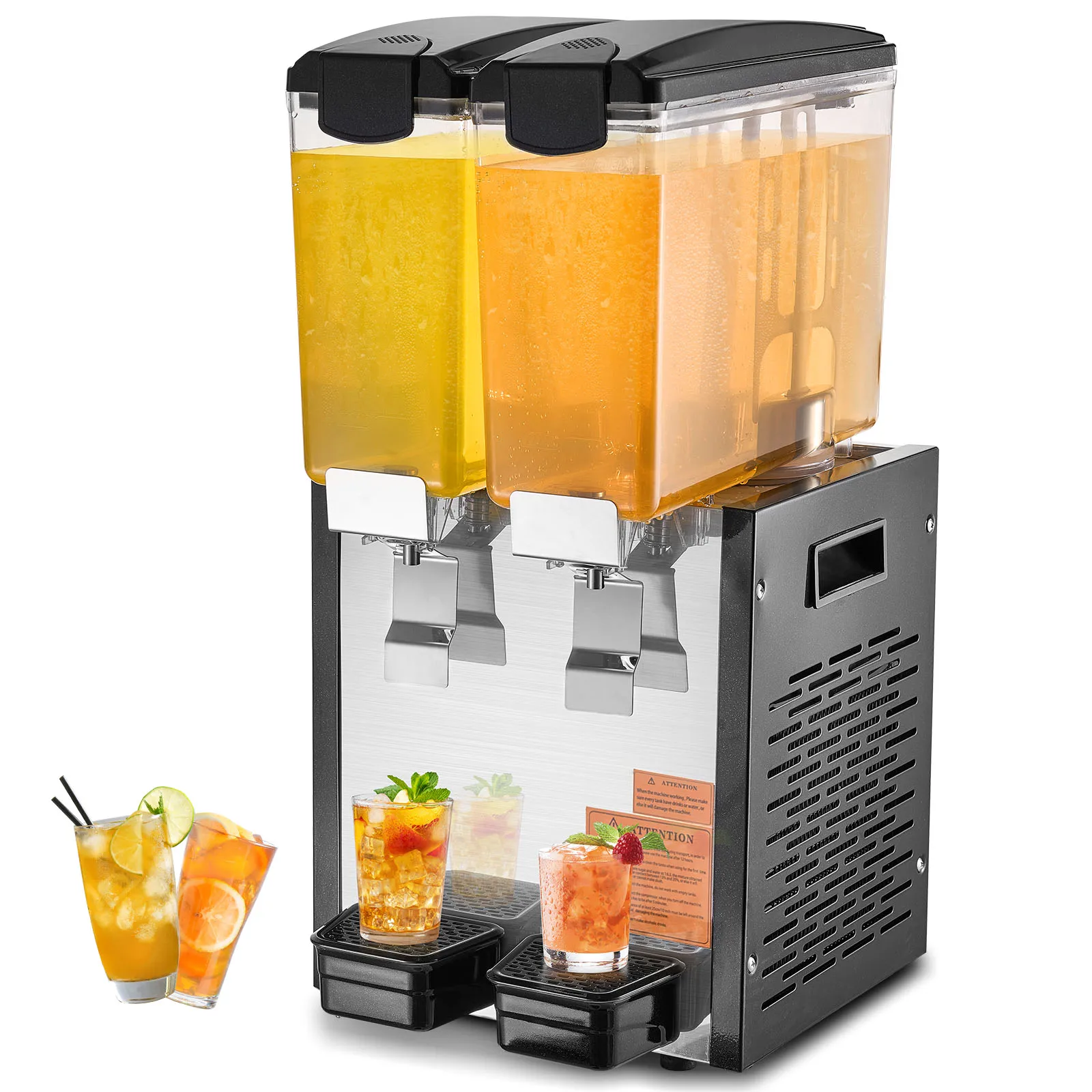 SucceBuy-dispensador de bebidas comercial, 1/2 tanques, 10L/12L/18L por tanque, dispensador de jugo, máquina de bebidas de té helado de acero inoxidable