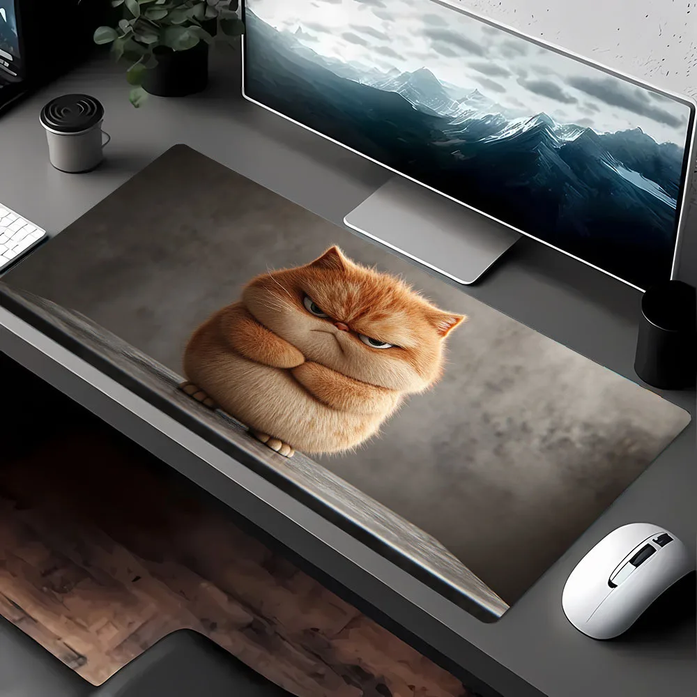 

Angry Orange Cat большой коврик для мыши, настольный коврик, игровые коврики, резиновые противоскользящие прочные коврики для клавиатуры и мыши, аниме kawaii mauspad muismat