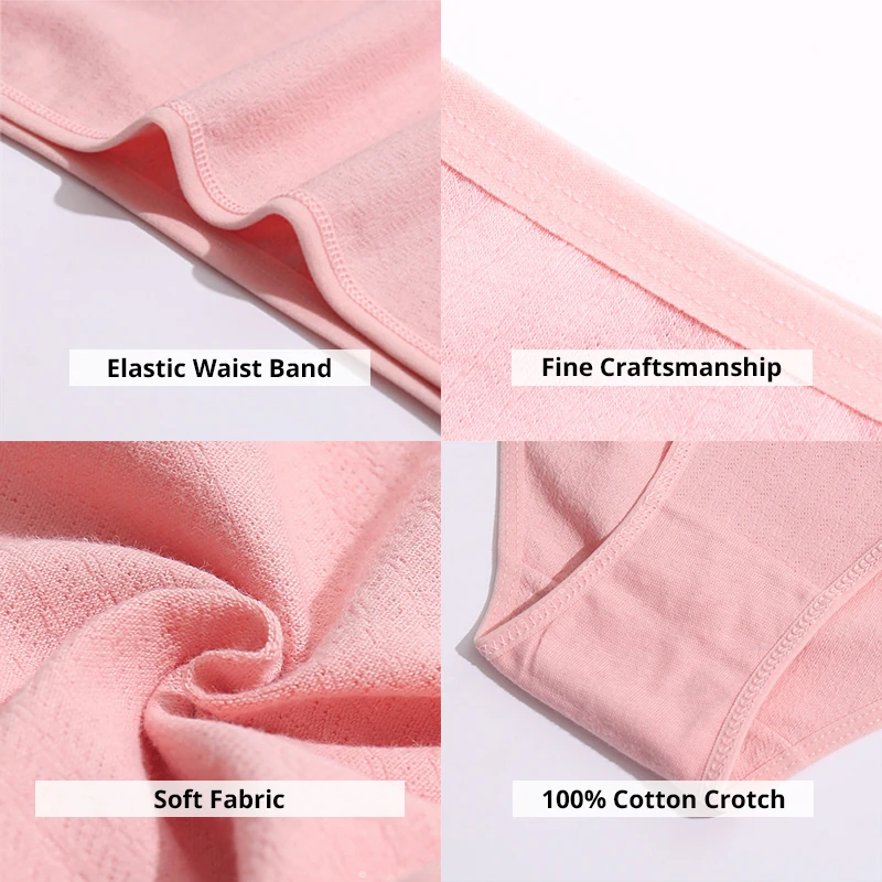 5Pcs Sexy Women Underwear Cotton Low Waist Women Panties Comfortable Solid Color Bikini Briefs Lingeries For Female Finetoo