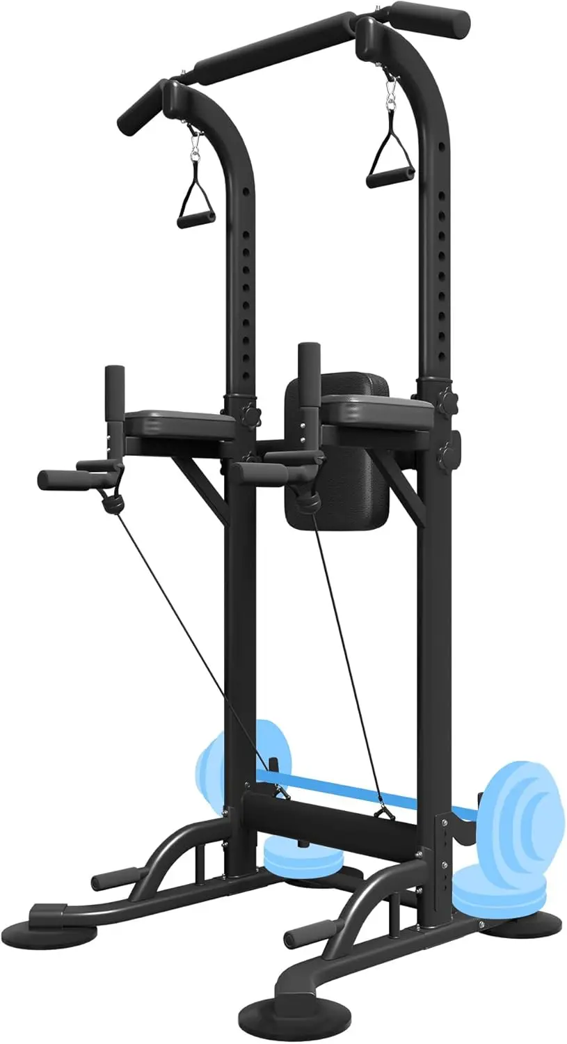 

Station for Home Gym, Power Tower with Backrest, Adjustable Height Pull Up Bar Stand, Multifunctional Strength Train