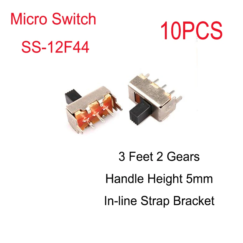 10 sztuk mikro przełącznik SS-12F44 1P2T o długości 3 stóp 2-biegów uchwyt wysokość 5mm w linii wstawiania uchwyt SS-12F44 przełącznik dwupozycyjny
