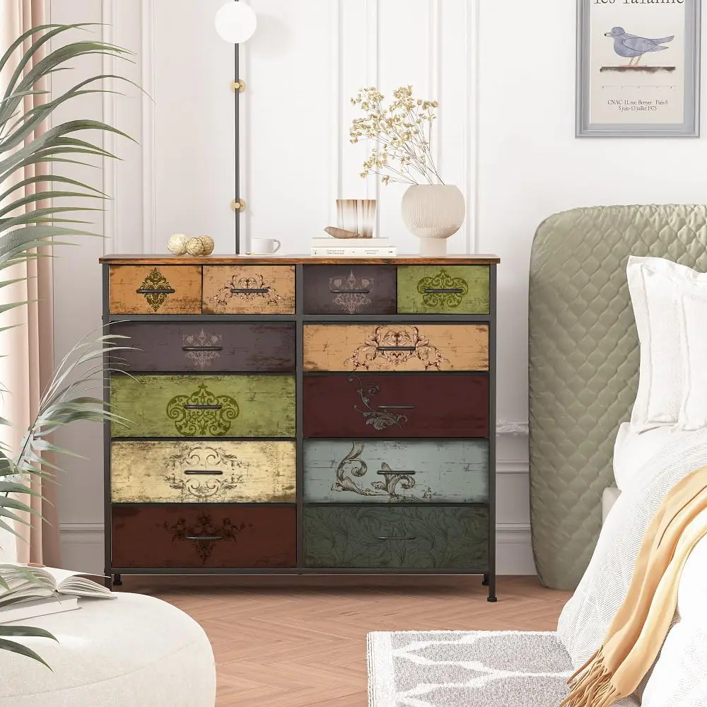 

Dresser for Bedroom with 12 Drawers, Tall Fabric Drawer Dresser, Chest of Drawers for Closet, Nursery, Bedside, Living Room, Ent