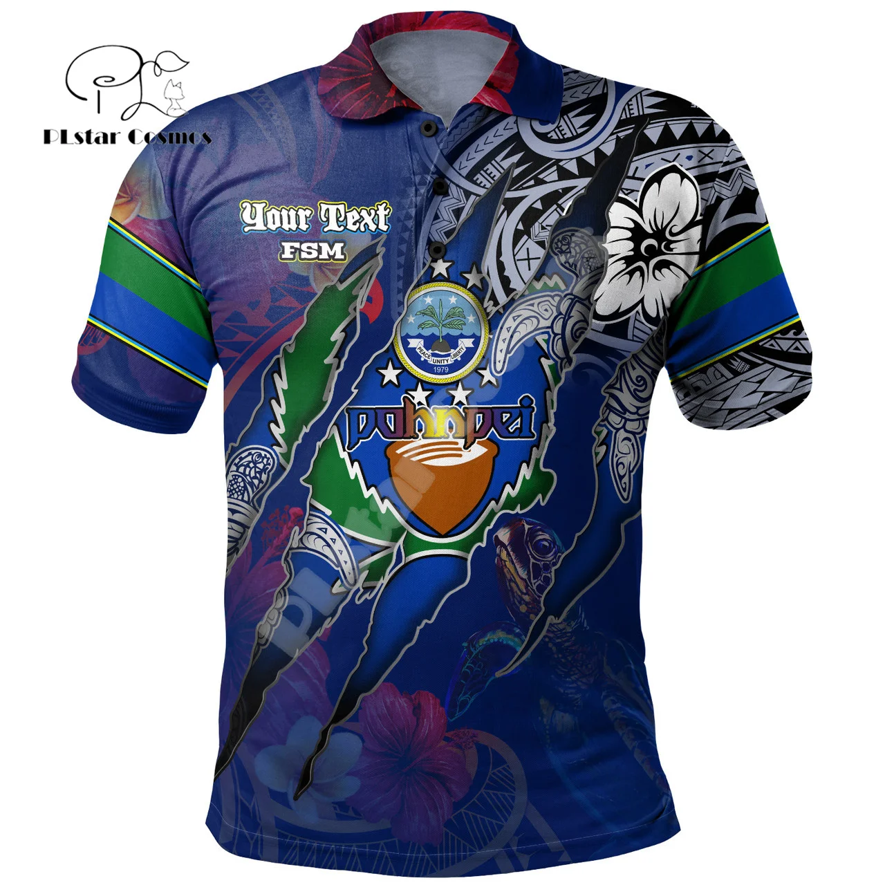 Polynesia Culture Island Country Pohnpei Tribal Colorful Turtle Tattoo Retro 3DPrint Summer Harajuku Polo Shirts Short Sleeves A