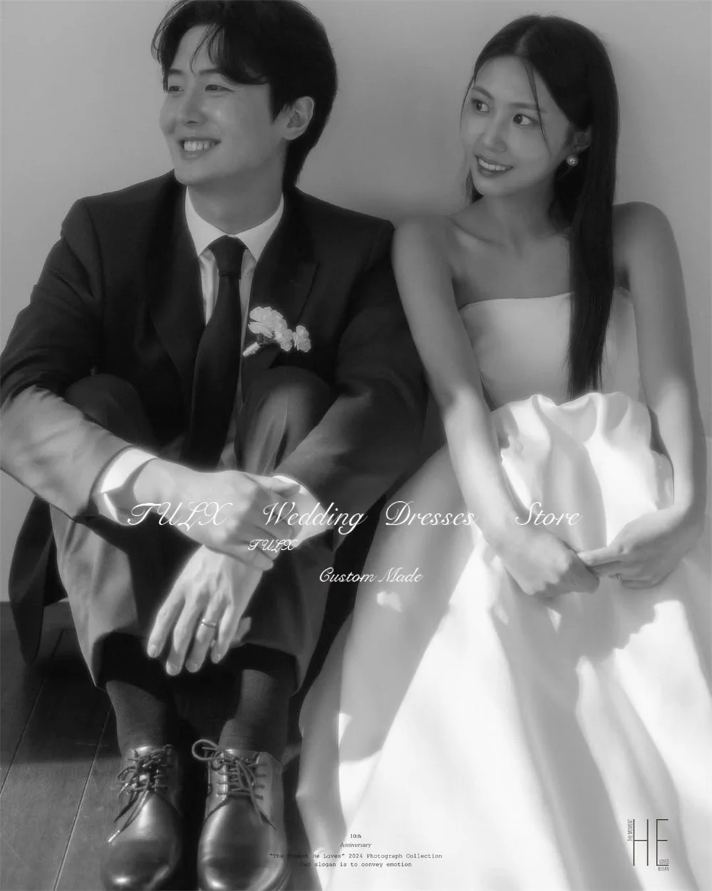 TULX marfil una línea vestidos de novia largos sesión de fotos de Corea nne eleganti vestidos de novia de satén sin tirantes corsé personalizado 2026