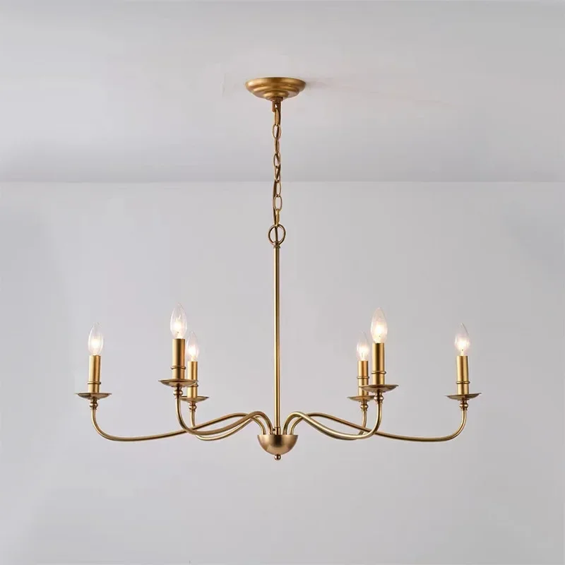 All copper American style chandelier, retro living room, bedroom, and homestay, double style, light and luxurious, modern and mi