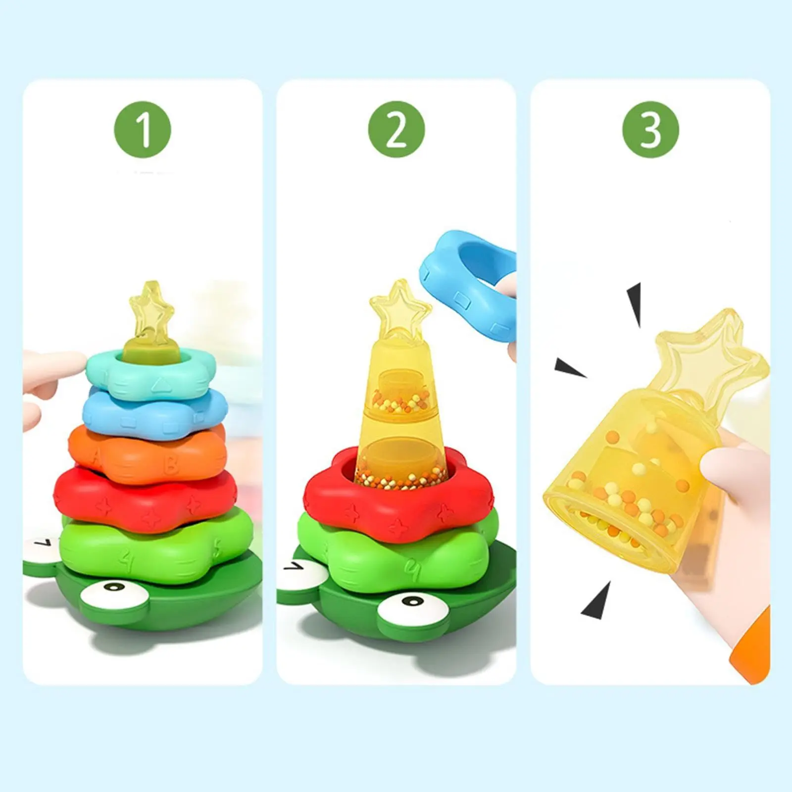 Jouets Montessori à Empiler pour Bébé et Tout-Petit de 18 Mois, Sensoriel, avec Base Roly-XR, Anneaux de Construction, avec Sons, Cadeau pour Enfant