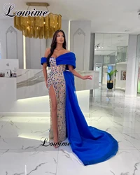 Full Heavy Hand Sewing Prom Dresses Luxury New Popular Crystals Evening Gowns For Women Vestidos Para Mujer Celebrity Dresses