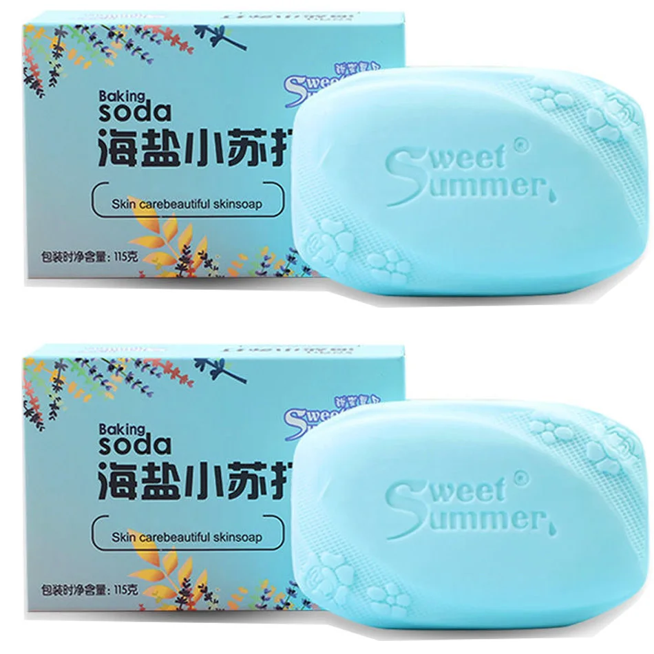 2pcs*115g Sea Salt Soap Facial Cleaner Pimple Acne Remover Opens Pores Goat Milk