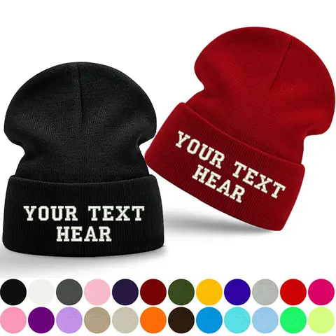 Personalisierte benutzerdefinierte Beanie Stickerei Text Name Design Logo Wintermütze für Männer Frauen Strickmütze