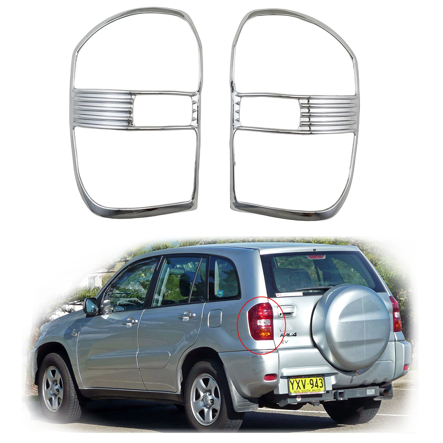 2pcs ABS Chrome Car Accessories Plated Tail Lamp Cover Trim Paste Style For Toyota RAV4 RAV 4  4WD 2001 2002 2003 2004