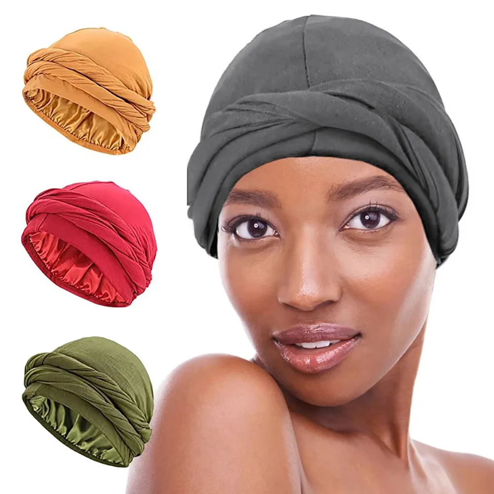 

Новый эластичный женский и мужской тюрбан, шляпа, мусульманская атласная подкладка, эластичные шапки, национальная индийская повязка на голову, модная повязка на голову