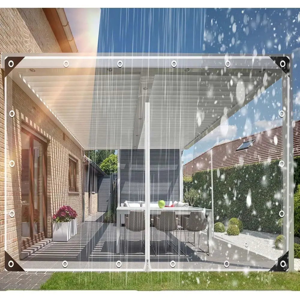 

Tarp Patio Enclosure Waterproof PVC Curtains for Gazebos with Double Zip Transparent Outdoor Tarps Curtains Zipper Door for Por