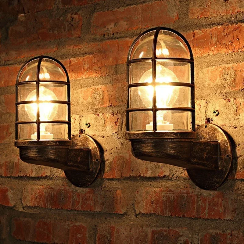 Vintage Loft Lights Cage Industry Wind Lamps  Background Bar Cafe Restaurant Pub Club Living Room Sconce Stair Bra Outdoor Light
